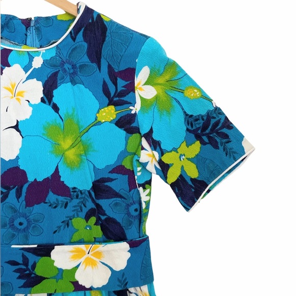 Vtg Dress Handmade Bespoke Hand Sewn Floral Crepe Cotton Summer Homemade - Picture 4 of 15